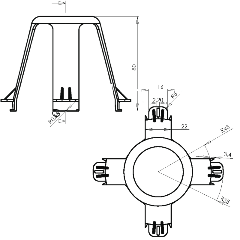 Kołpak dystansowy do ochrony lamp fi60mm 83300002